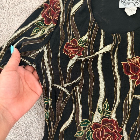 vintage 90s slinky rose vine top - Picture 2 of 3